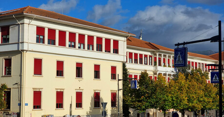 ioannina city in winter rainy days street view greece