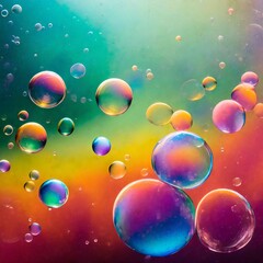 flying bubbles on a colorful background