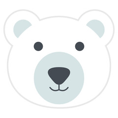 Cute polar bear face animal cartoon icon white background vector illustration.