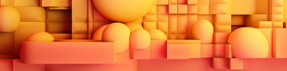 Yellow and Coral, Innovative Tech Background. 3D Render, Generative AI