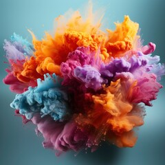 Colored Powder Explosion Paint Holi Colorful, Isolated On White Background, For Design And Printing