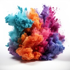 Obraz premium Colored Powder Explosion Paint Holi Colorful, Isolated On White Background, For Design And Printing