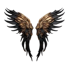 Fotobehang angel wings on a transparent background, in the style of black bronze and gold © alex