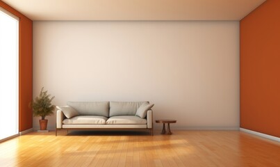 3D-Illustration of Empty Living Room, Generative AI