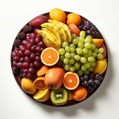 Creative Layout Made Fruits Flat Lay, Isolated On White Background, For Design And Printing