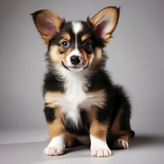 Cute Puppy Corgi Pembroke On White, Isolated On White Background, For Design And Printing