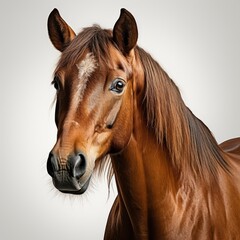 Elegant Horse Portrait On White Backround, Isolated On White Background, For Design And Printing