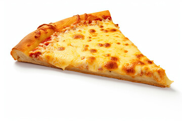 a slice of cheese pizza isolated on a white background