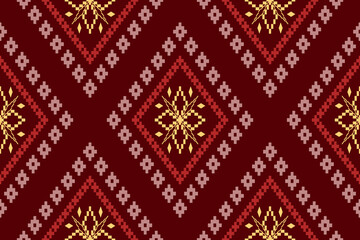 Red Cross stitch colorful geometric traditional ethnic pattern Ikat seamless pattern abstract design for fabric print cloth dress carpet curtains and sarong Aztec African Indian Indonesian