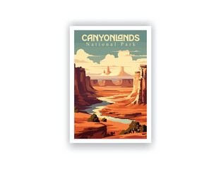 Canyonlands National Park, USA.  Vintage Travel Posters. Vector illustration. Famous Tourist Destinations Posters Art Prints Wall Art and Print Set Abstract Travel for Hikers Campers Living Room Decor