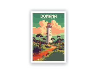 Doñana National Park. Vintage Travel Posters. Vector illustration. Famous Tourist Destinations Posters Art Prints Wall Art and Print Set Abstract Travel for Hikers Campers Living Room Decor