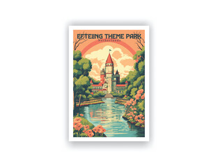 Efteling Theme Park,Netherlands. Vintage Travel Posters. Vector illustration. Famous Tourist Destinations Posters Art Prints Wall Art and Print Set Abstract Travel for Hikers Campers Living Room Decor