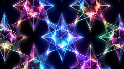 Abstract geometric background with colorful glowing triangles. 3d rendering, 3d illustration.