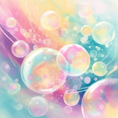 flying bubbles on a colorful background