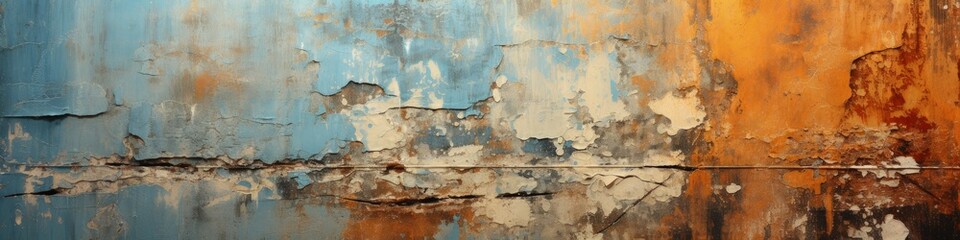 Weathered Metal Wall: Abstract Pattern of Peeling Paint and Rust