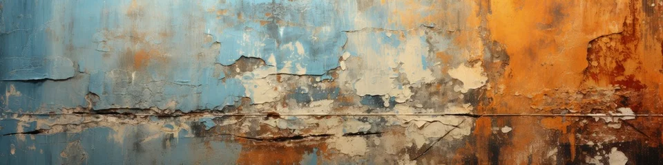 Papier Peint photo autocollant Vieux mur texturé sale Weathered Metal Wall: Abstract Pattern of Peeling Paint and Rust
