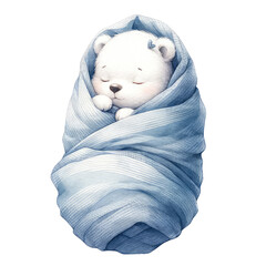 blue bear Baby shower clip art Watercolor illustration set, newborn accessories, birthday party design elements - obrazy, fototapety, plakaty