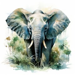 Elephant Watercolor Illustration isolated background. digital illustration. Generative AI