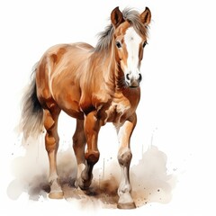 Foal watercolors isolated background. digital illustration. Generative AI	