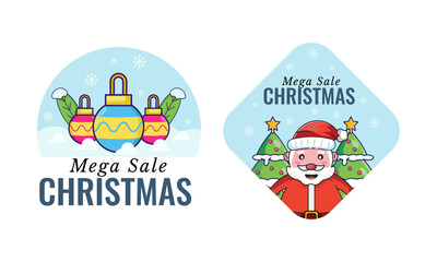 Flat Christmas sale collection Vector Icon Illustration. Flat Cartoon Style Suitable for  badges 
