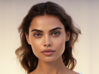 Fototapeta premium Portrait of a young woman with very beautiful eyes. Fashion and beauty.