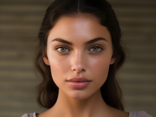 Naklejka premium Portrait of a young woman with very beautiful eyes. Fashion and beauty.