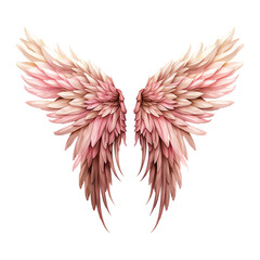illustration of a pink angel wings isolated in the transparent background,