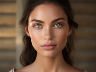 Naklejka premium Portrait of a young woman with very beautiful eyes. Fashion and beauty.