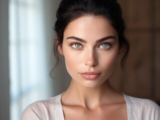 Naklejka premium Portrait of a young woman with very beautiful eyes. Fashion and beauty.