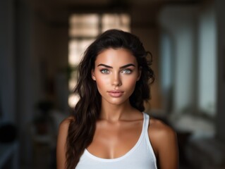 Portrait of a young woman with very beautiful eyes. Fashion and beauty.