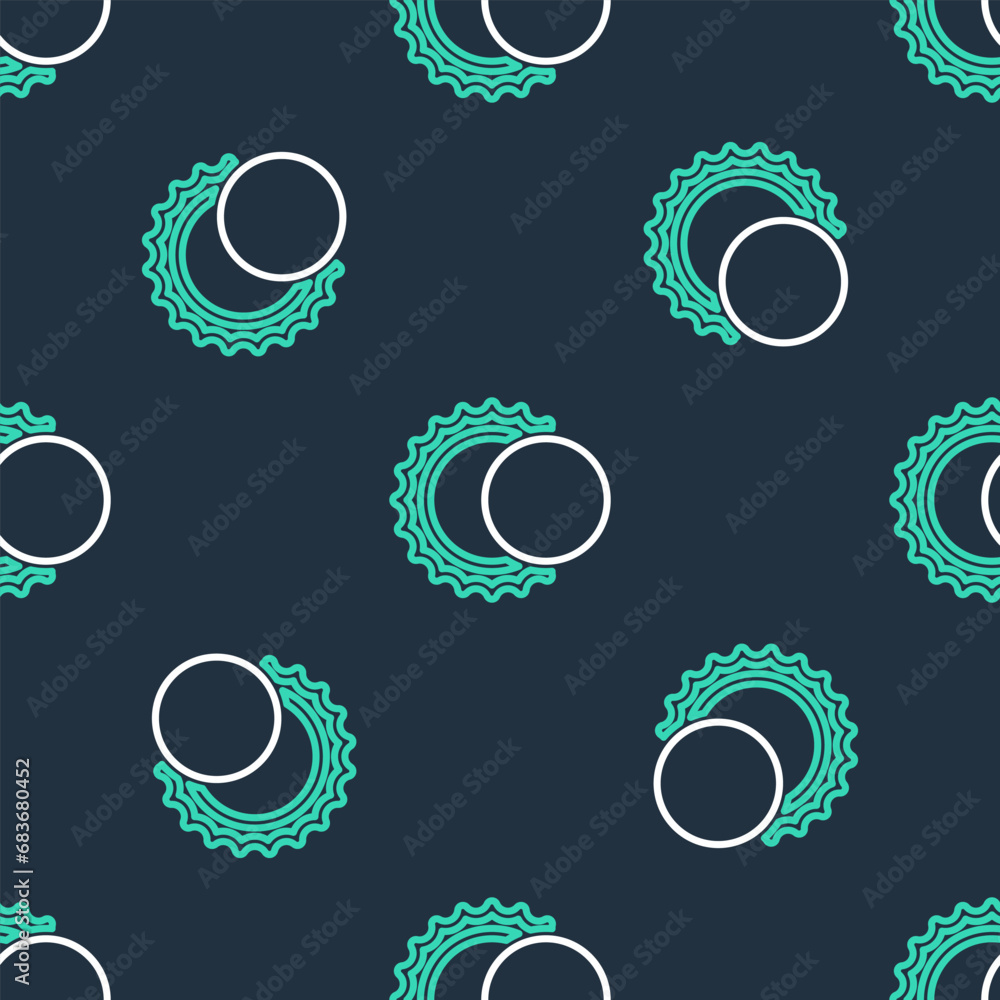 Poster line eclipse of the sun icon isolated seamless pattern on black background. total sonar eclipse. vec