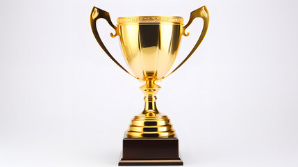 gold cup award on white background