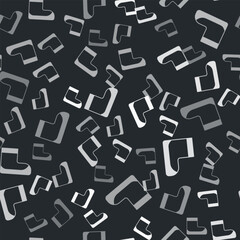 Grey Boots icon isolated seamless pattern on black background. Diving underwater equipment. Vector