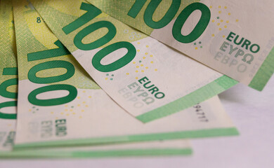 Euro banknotes close-up. 100 euro close-up. (currency of the European Union).