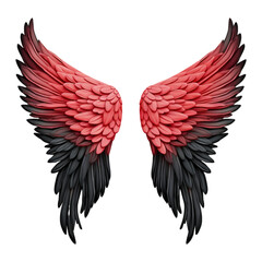 angel wings on a transparent background, in the style of dark red and black colours