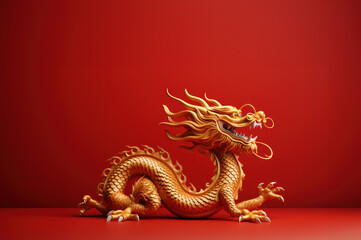 Fototapeta premium Red Dragon Background with room for text created with Generative AI technology