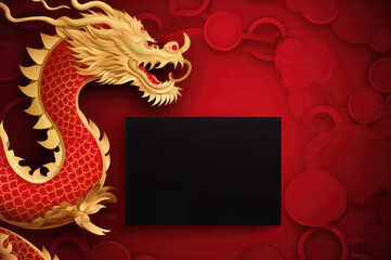 Red Dragon Background with room for text created with Generative AI technology