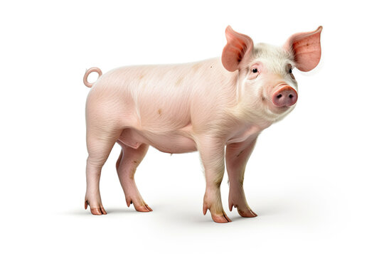a pig standing isolated on a white background