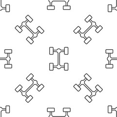 Grey line Chassis car icon isolated seamless pattern on white background. Vector