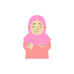 set of poses of women with hijabs and very beautiful flat
