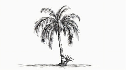 Fototapeta na wymiar A drawing of a palm tree on a white background