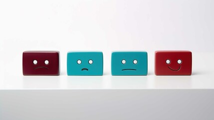 Different emotions to people, in the style of light maroon and green, rounded shapes