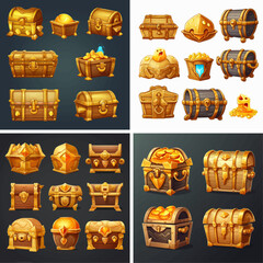 pirate treasure chest rich gem wealth interface fantasy currency open shiny success crown financ