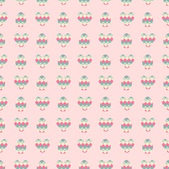 Retro style checkered Easter eggs and hearts seamless pattern. Perfect print for tee, paper, fabric, textile. Vintage illustration for decor and design.