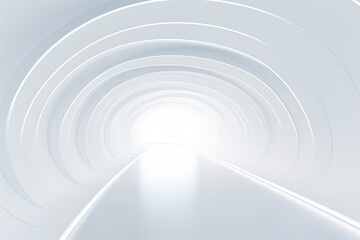 empty white circular room. abstract white tunnel background 