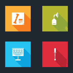 Set X-ray shots, Medical oxygen mask, Eye test chart and Pipette icon. Vector