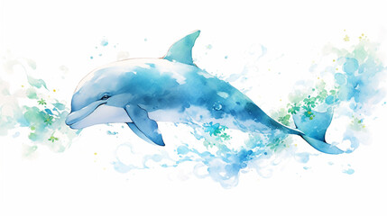Naklejka premium イルカの水彩イラスト