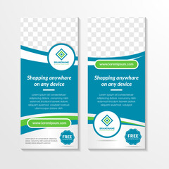 collection of banner roll up design, business concept. Graphic template for exhibitions, banners for seminar, layout for placement of photos. Universal stand for conference, promo vector background.