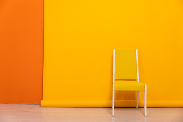 One Yellow Chair Yellow Orange Room Interior
