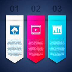 Set Cloud technology data transfer, Online play video and Graph chart infographic. Business infographic template. Vector